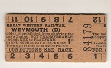 Railway platform ticket GWR Weymouth (D)