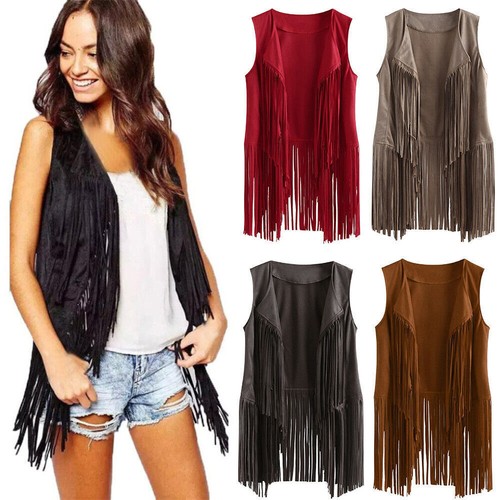 Womens tassel fringed vest - tassel,