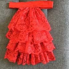 Jabot cravat red lace bit - red, (bit