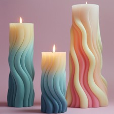 3D Wave Curved Cylinder Candle