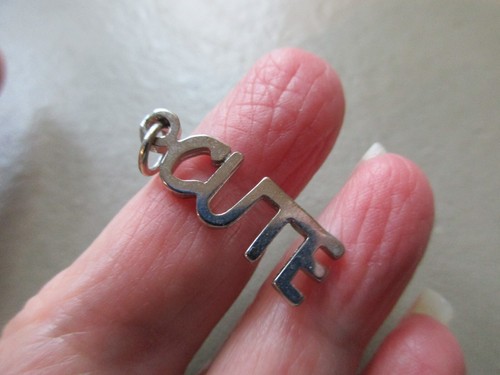 Vintage silver tone cute word - vintage,