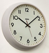 Vintage 35cm Smiths Wall Clock - Bakelite Retro Mid Century Style White Office