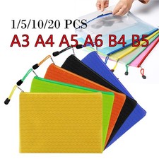 A3 A4 A5 Plastic Zip File Bags Storage Document Folder Protective Wallet Pocket