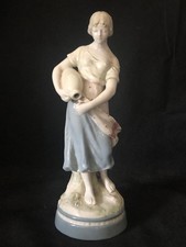 GOOD ANTIQUE ROYAL DUX BOHEMIAN HAND PAINTED WATER CARRIER MAIDEN FIGURINE