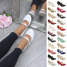 WOMENS LADIES LOW MID HEEL