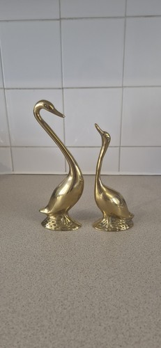 Vintage brass swan figurines - brass,