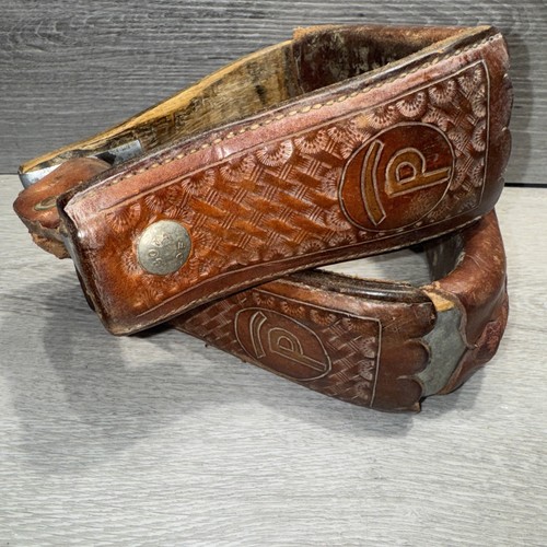 Leather wrapped wood metal - leather, wood/metal
