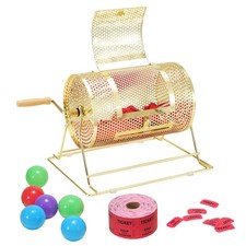 VEVOR Raffle Drum Brass Plated Lottery Cage Holds 2500 Tickets/100 Bingo Balls