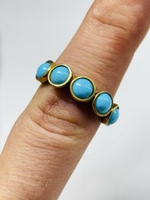 TJC gilded silver ring and turquoises UK size M new with tag(tarnished)