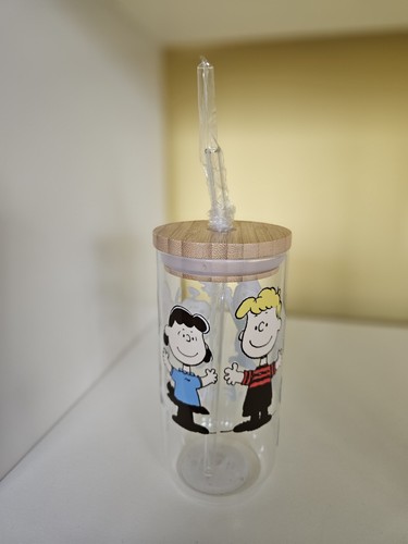 16oz glass tumbler with bamboo