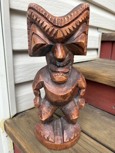 Vintage hand carved wood tiki - carved,