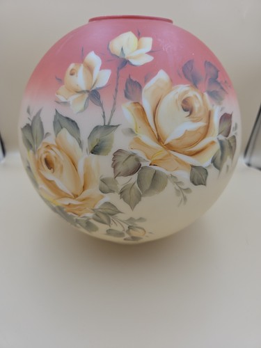 Antique hand painted oil lamp - painted,