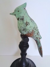 BIRD ON A BLACK PERCH COPPER/VERDIGRIS FINISH, COMBINED POSTAGE may be possible