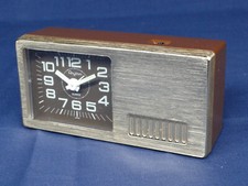 Vintage Small Rhythm Quartz Battery Alarm Clock Made in Japan Retro Brown & Gold
