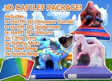 3x 3D Kids Bouncy Castle
