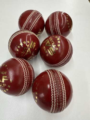 Red leather cricket balls - red,