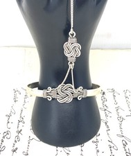 Celtic Hand Chain Slave Bracelet 925 Solid Silver Ring Harness Vintage Wedding