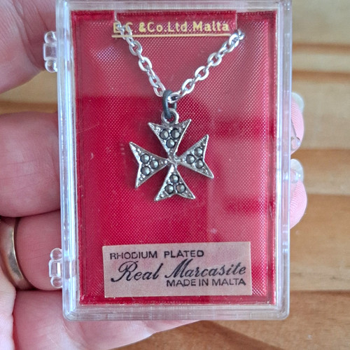 Vintage marcasite maltese - marcasite,