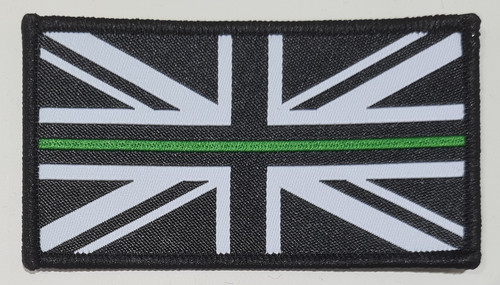Union jack badge thin green - badge,