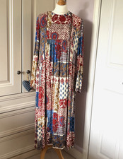 Zara Boho Patchwork Dress Size M Prairie Peasant Cottagecore Hippie Autumn