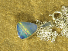 Blue opal pendant necklace 925