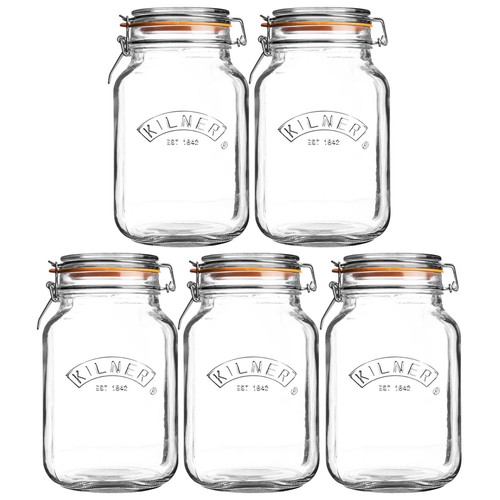 Kilner 5pc clip top square - 5pc, 2l