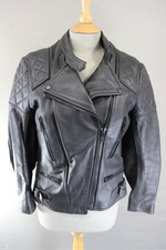 VINTAGE 1970s STYLE PUNK ROCK BLACK WOLF LEATHERS BIKER JACKET: 34-36 IN/SIZE 12
