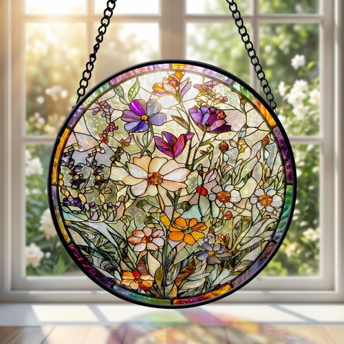 Stained glass suncatcher round - stained,