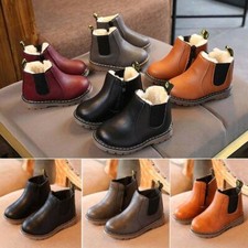Kids Fur Lined Snow Boots Boys Girls Toddler Waterproof Warm Winter Shoes Size