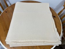 Vintage Double All Wool Blanket.Cream 72" x 84".  Laundered