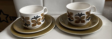 Vintage(1970s) 2 Retro Style Staffordshire Potteries Cup, Saucer & Plate Trios