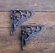 Classic Pair Of GWR Victorian Scroll Antique Style Cast Iron Shelf Brackets 5"