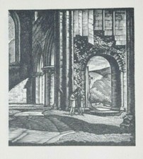 BOLTON ABBEY YORKSHIRE DALES Print of a Woodcut GREENWOOD C1952