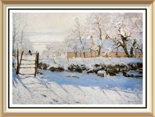 Claude Monet Landscape THE MAGPIE Snow Winter Cottage Home Decor Wall Art 7x5
