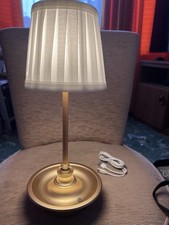 Lovely Lamp brushed Gold Stem/Base Cream Shade. Charges with USB Charging Cable.