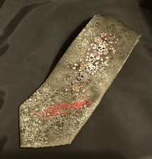 ED HARDY by Christian Audigier - 100% Silk Vintage Tie, Skulls & Pink Flowers