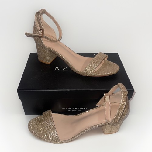 Azazie gold glitter - block, heel