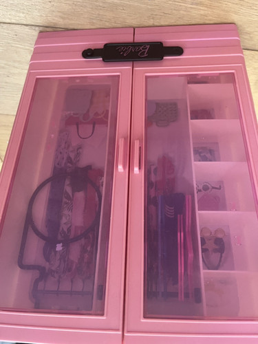 Barbie pink plastic wardrobe - barbie,