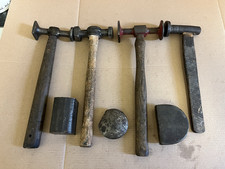 4 x Vintage Panel Beating Hammers & 3 x dolly's