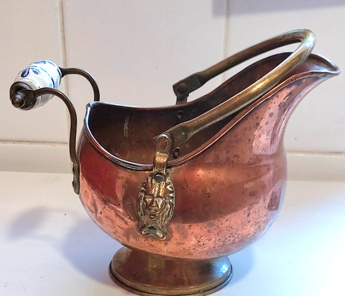 Antique copper helmet coal - antique,