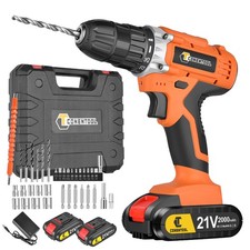 21V Cordless Drill Combi Driver Electric Screwdriver 2x2500mAh Battery 1600 RPM