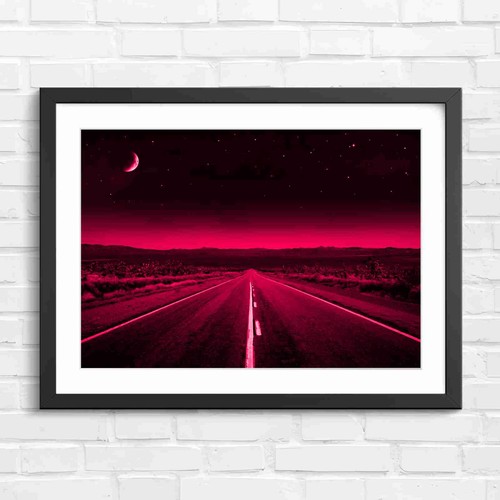 Midnight desert highway with - desert,