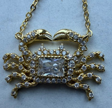 Butler & Wilson Cancer Crab Zodiac Crystal & Gold Plated Necklace, with Blue Box