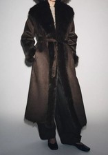 ZARA BELTED FAUX FUR COAT ZW