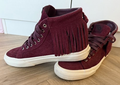 Vans burgundy suede fringe - suede,