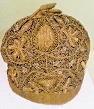 Vintage antique embroidered teacosy rich Zardozi gold threadwork tea pot warmer