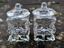 Vtg MCM 50s Cut Glass Jam