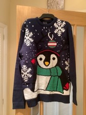 MENS Blue Christmas Jumper ~  Size Large ~ Chest 42 ins