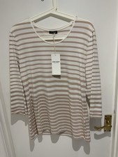 Brown & White Graduated Stripe Round Neck Top by Gerry Weber, New with tags, 14