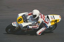Ron Haslam riding his Suzuki